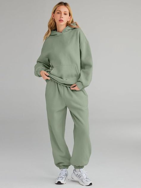 Womens 2 Piece Outfits Lounge Hoodie Sweatsuit Sets Oversized Sweatshirt Baggy Fall Fashion Sweatpants with Pockets, ON SALE, matching sweat sets, two piece sweat set, sweat set, sweater and sweatpants set, comfy outfit, matching set, matching comfy set, travel outfits, airport outfits, cold weather outfits, winter outfits, uni outfits, fit inspo, outfits, outfit inspo, women outfits, womans outifts, comfy outfits Matching Sweatsuit Outfits, Matching Sweatsuit Outfit, Sweatpants Outfit Women, Sweatsuit Outfits Women, Sage Green Hoodie, Womens 2 Piece Outfits, Sweatsuit Outfits, Fashion Sweatpants, Matching Sweat Set