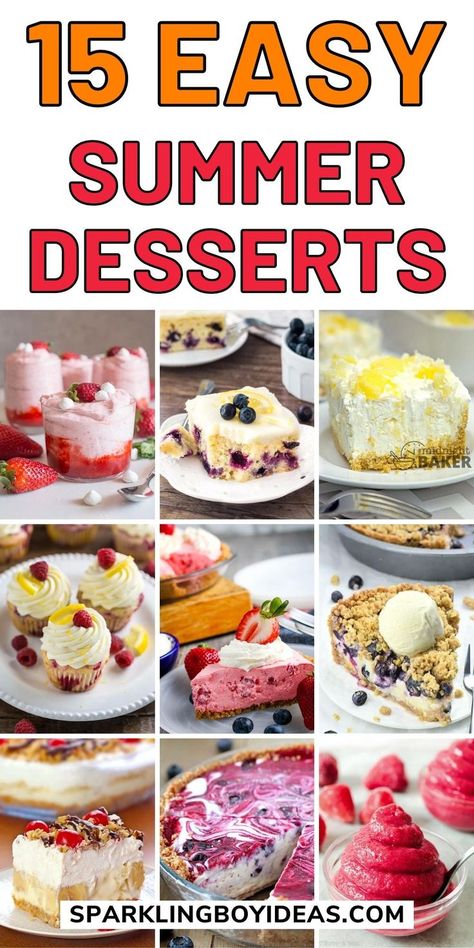 Are you looking for the best refreshing summer desserts to use at your next party? Maybe you’re just looking for something to feed your family. Either way, we’ve got a list of quick and easy summer desserts that you should definitely be trying. Summer Cookie Recipes, Easy Summer Dessert Recipes, Summer Picnic Food, Easy Summer Dessert, Best Summer Desserts, Bbq Desserts, American Foods, Holiday Appetizers Recipes, Summertime Recipes