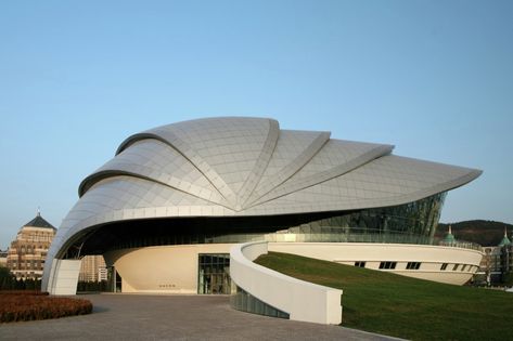 Gallery of Dalian Shell Museum / The Design Institute of Civil Engineering & Architecture of DUT - 15 Seashell Architecture Concept, Shell Architecture Concept, Museum Exterior Design, Shell Structure Architecture, Shell Architecture, Shell Building, Museum Architect, Props Design, Contemporary Museum