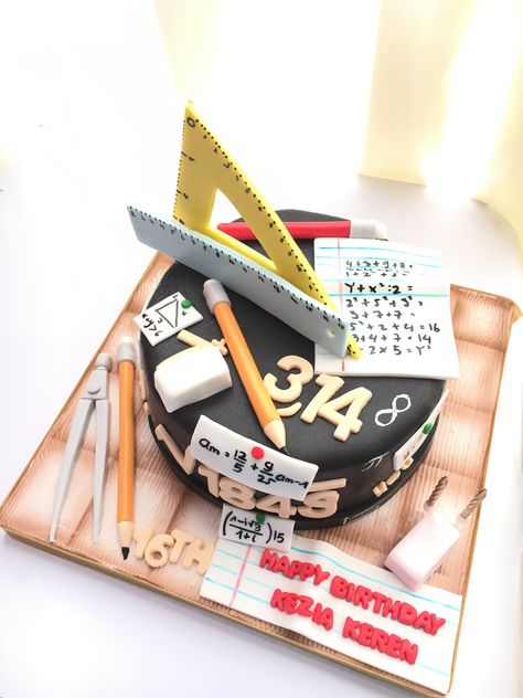 Math Cake, Teacher Cakes, Hidden Figures, Layered Cake, Math Teacher, 7 And 7, Birthday Cakes, Birthday Cake, Happy Birthday