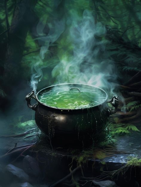 Magic Cauldron, The Black Cauldron, Dark Fantasy Art, Dark Fantasy, Fantasy Art, Witch, Green, Quick Saves