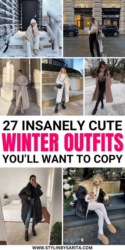 27 SUPER CUTE WINTER OUTFITS YOU NEED TO COPY! - Stylin by Sarita Everyday Chic Outfits, Affordable Winter Outfits, Modest Winter Outfits, Winter Outfits For Women, Winter Outfits Ideas, Cozy Winter Fashion, Comfy Outfits Winter, Plus Size Winter Outfits, Winter Outfits Warm