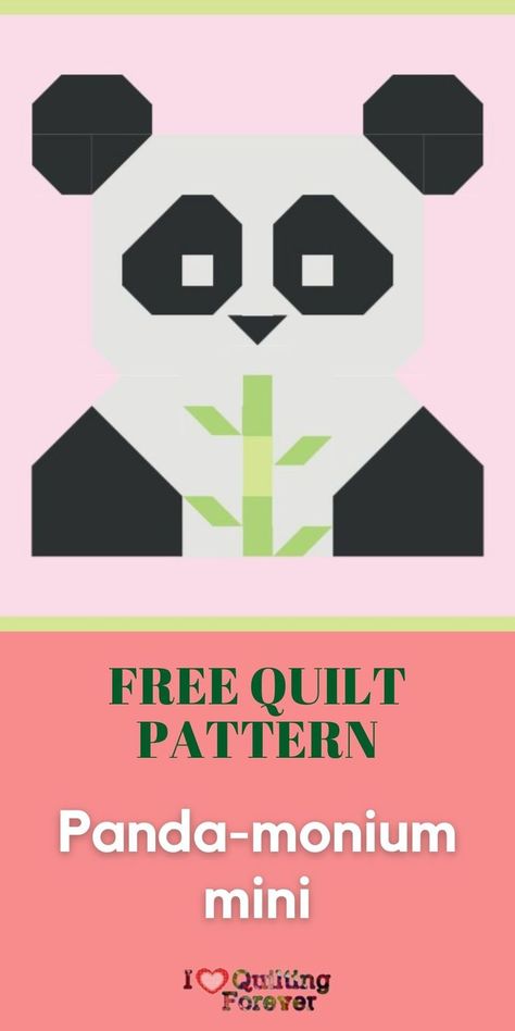 Get your FREE Panda-monium mini Quilt PDF Pattern Here. Panda Pattern Sewing, Panda Quilt Pattern, Panda Quilt, Bear Quilts, Beginner Quilt Patterns, Animal Quilts, Free Quilt Patterns, Bear Paw, Bear Paws