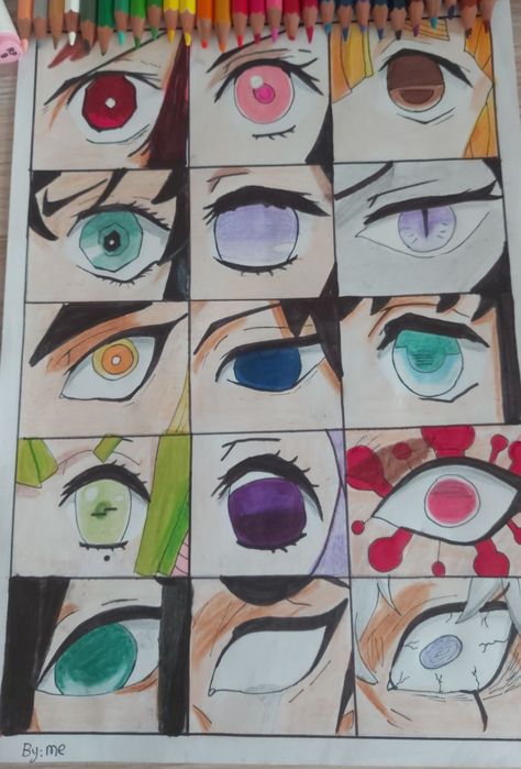 Demon slayer character eyes drawing 
By: Me Different Anime Eye Styles, Japanese Eye Drawing, How To Draw Anime Demon Slayer, Drawing Ideas Eyes Anime, Demon Slayer Eyes Drawing, Chino Drawing, Demon Eyes Drawing, Anime Eye Sketch, Demon Slayer Drawing Ideas