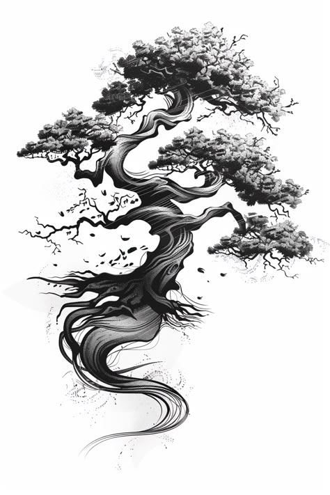 Tree Roots Tattoo Design, Tree And Dragon Tattoo, Root Tree Tattoo, Tree Of Growth Tattoo, Eywa Tree Tattoo, Japanese Tree Tattoos, Growth Tree Tattoo, Bonsai Back Tattoo, Bonsai Tree Back Tattoo