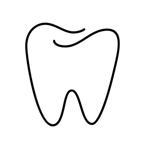 Tooth logo icon for dentist or stomatology dental care design template. Vector isolated black line contour symbol for dentistry clinic or medical center and toothpaste package Dental Logo Dentists, Tooth Outline, Dentistry Clinic, Tooth Logo, Dental Clinic Logo, Teeth Covers, Tooth Icon, Teeth Logo, Dentist Logo