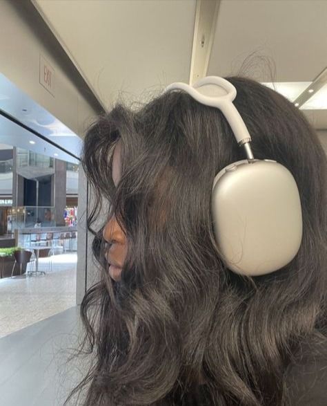 Headphones, Hair, Black