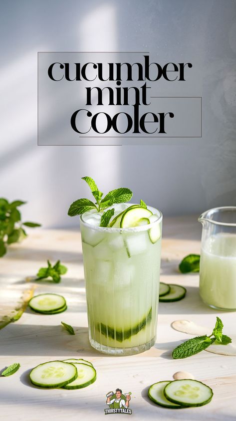 "Quench your thirst this summer with our Cucumber Mint Cooler Mocktail! This refreshing drink combines crisp cucumber and fragrant mint for a delightful twist on classic mocktail recipes. Perfect for warm days, it's one of the best summer cocktails that everyone can enjoy. Discover how to make this non-alcoholic beverage that’s not only delicious but also a healthy mocktail option. Sip on this revitalizing Cucumber Mint Cooler and elevate your summer gatherings!" Fishbowl Drink Mocktail, Cucumber Lime Mocktail, Bridal Shower Mocktails, Cucumber Alcoholic Drinks, Healthy Refresher Drinks, Easy Non Alcoholic Drinks 3 Ingredients, Cucumber Mocktail Recipe, Mint Mocktail Recipes, Cucumber Drinks Healthy