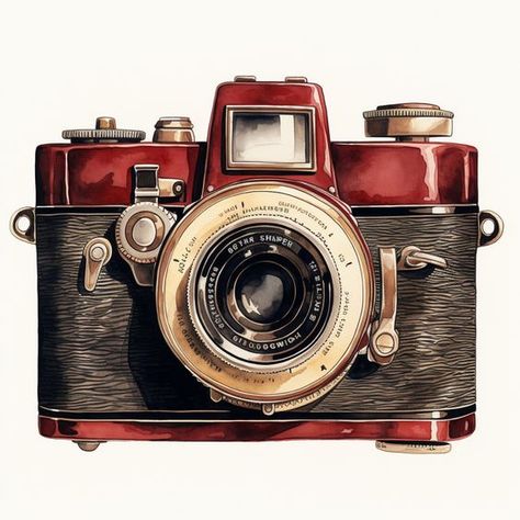 Tema Vintage, Photography Elements, Camera Illustration, Ancient Drawings, Camera Drawing, Clipart Vintage, Cute Camera, Flower Art Images, Photographer Headshots