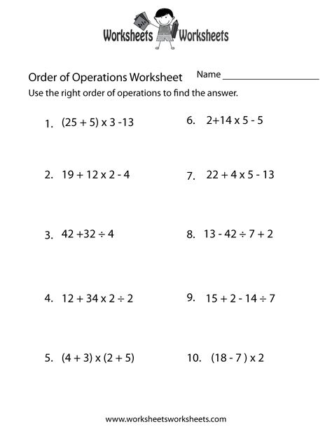 order of operations worksheet | Order of Operations Worksheets Printable Order Of Operations Worksheet, Pemdas Worksheets, 7th Grade Math Worksheets, Exponent Worksheets, 6th Grade Worksheets, Homeschool Montessori, Integers Worksheet, Free Printable Math Worksheets, Teaching Geography