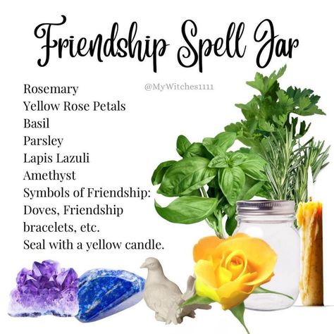 Friend Spell Jar, Spell Jar Friendship, Ammonia Jar Spell, Friendship Spell Jar, Friendship Spell, Simmer Pots, Witches Jar, Hoodoo Magic, Spell Bottles