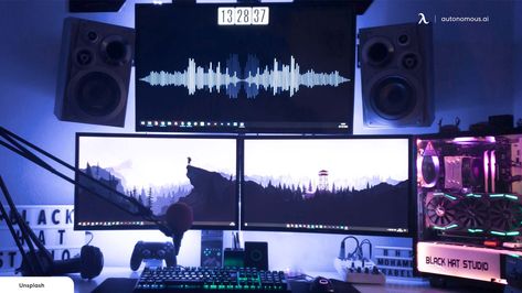 Triple monitor mount setups provide better productivity in the work landscape. Here are some tips to achieve the perfect triple monitor mount setup for you. Triple Monitor Setup, Multiple Monitor Setup, Monitor Setup, Gaming Desk Accessories, Dual Monitor Setup, Philips Hue Lights, Under Desk Storage, Monitor Mount, Gaming Room Setup