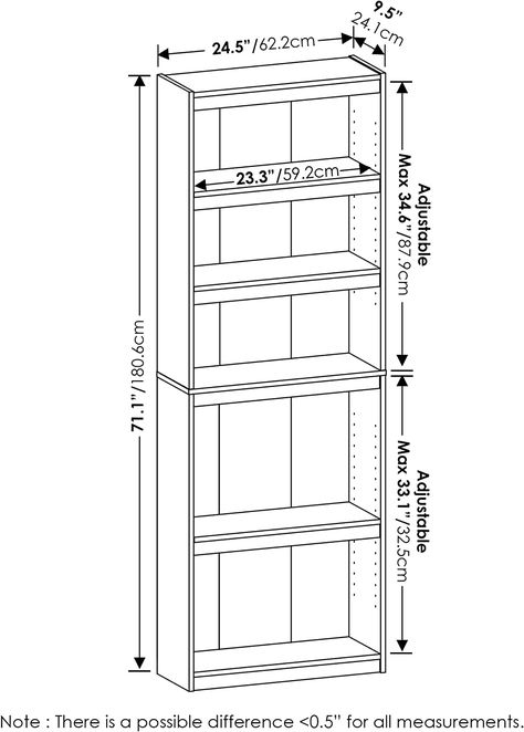 Amazon.com: Furinno Jaya Enhanced Home 5-Tier Shelf Bookcase, White : Home & Kitchen Standard Bookshelf Dimensions, White Bookcases, Bookcase White, Ladder Bookshelf, Tier Shelf, Bookshelf Organization, Bookcase Organization, Diy Wall Clock, Shelf Bookcase