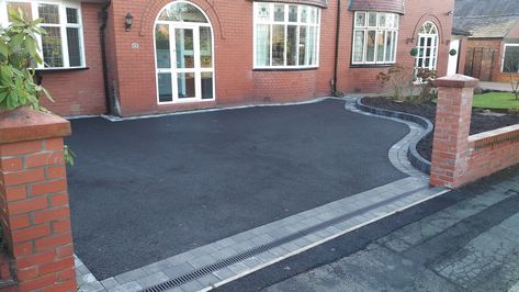 tarmac driveway with tegula block borders in sale manchster Tarmac Drives, Tarmac Driveway, Front Driveway Ideas, Front Garden Ideas Driveway, Driveway Border, Tarmac Driveways, Garden Ideas Driveway, Resin Driveway, Driveway Repair