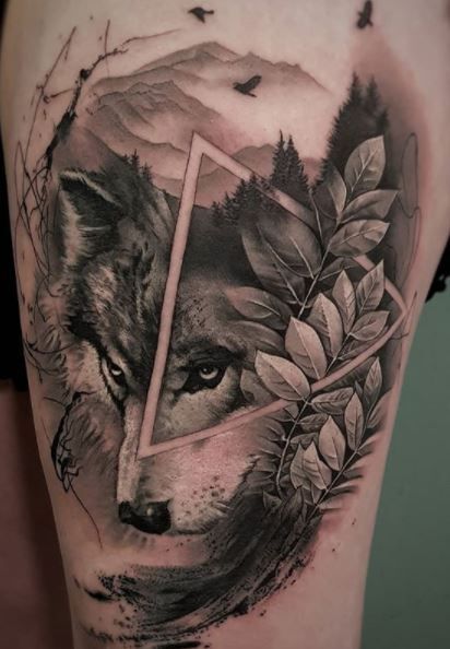 Wolf Tattoos - What's their Meaning? PLUS Ideas & Photos White Wolf Tattoo, Celtic Wolf Tattoo, Watercolor Wolf Tattoo, Lone Wolf Tattoo, Wolf Tattoos For Women, Small Wolf Tattoo, Wildlife Tattoo, Wolf Tattoos Men, Wolf Tattoo Sleeve