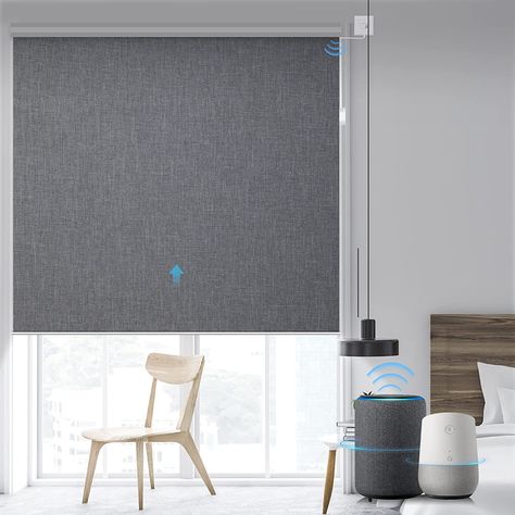 Amazon.com: Graywind Motorized Shades 100% Blackout Compatible with Alexa Google WiFi Smart Hardwired Window Shade Remote Control Thermal Insulated Electric Blinds, Customized Size (Dark Gray) : Home & Kitchen Window Shades Blackout, Hidden Projector, Motorized Shades, Electric Blinds, Roller Shades, Blackout Windows, Awesome Bedrooms, Window Shades, Blinds For Windows