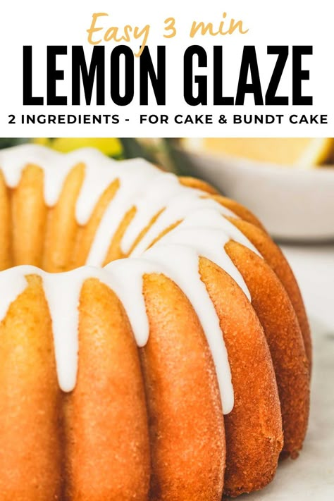 Elevate your desserts with our effortless 3-minute lemon glaze recipe! Crafted with only 2 ingredients, it's a foolproof delight. Ideal for cakes, bundt cakes, and more, this homemade glaze adds a zesty, citrusy touch to every bite, making your treats simply irresistible. Perfect for both novice and seasoned bakers alike, it's a must-have addition to your culinary repertoire. Glazes For Cakes Bundt Pans, How To Glaze A Cake, Lemon Pound Cake Icing, Homemade Lemon Pound Cake With Glaze, Easy Lemon Pound Cake With Glaze, Lemon Cake With Glaze Icing, Bundt Glaze Recipe, Glaze For Lemon Cake, How To Make Lemon Glaze Icing