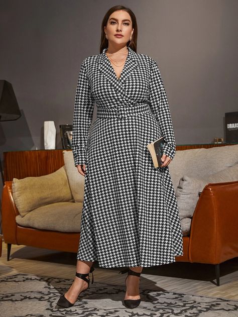 Shirt Dress Plus Size, Houndstooth Dress, African Inspired Clothing, Fall Wedding Guest Dress, Plus Size Party Dresses, Evening Dresses Plus Size, Stylish Party Dresses, Frocks For Girls, Fashionista Clothes