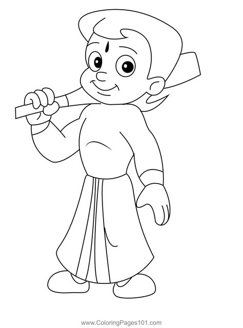 Chota Bheem With Baseball Stick Coloring Page Chota Bheem Drawing, Bheem Drawing, Chota Bheem, Chhota Bheem, Stick Drawings, Peacock Pictures, Bride Photos Poses, Bride Photos, Cartoon Clip