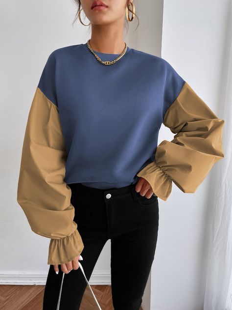 Sweatshirt Women Casual, Wrinkled Clothes, Color Blocking Outfits, Mode Turban, Designer Sweatshirts, Women Sweatshirts, T-shirt Refashion, Shirt Refashion, Tee Shirt Designs