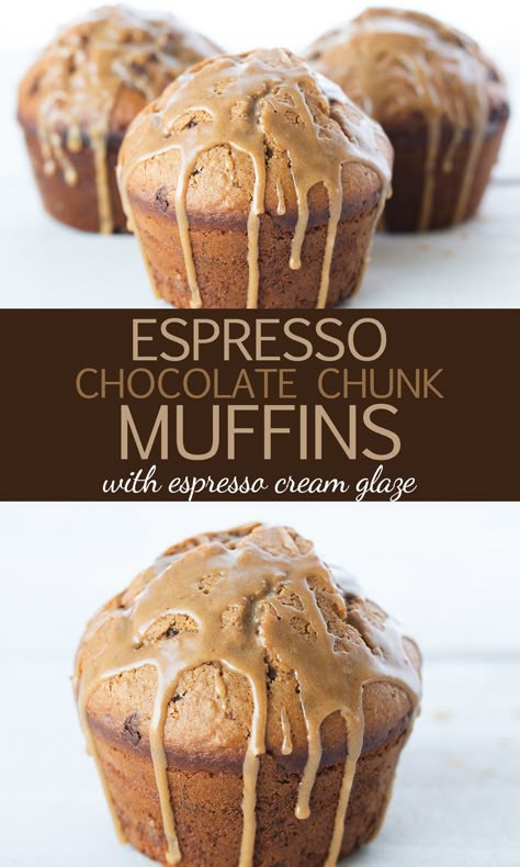 Coffee Muffins Recipes, Muffin Ideas, Chocolate Chunk Muffins, Coffee Muffins, Espresso And Cream, Jumbo Muffins, Muffin Tops, Filled Muffins, Chocolate Chunk