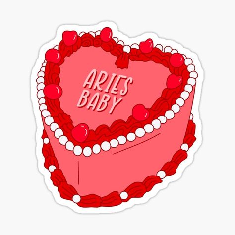 aesthetic zodiac astrology heart cake sticker the perfect gift for an astrology lover for their birthday, christmas, or any occasion. rep these on your phone, laptop, notebooks or anything else you can think of Astrology Cake, Aesthetic Zodiac, Cake Sticker, Aries Baby, Aries Birthday, Aries Astrology, Blue Cakes, Baby Stickers, Heart Cake