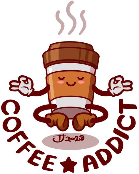 Coffee Character Illustration, Coffee Cup Character, Coffee Character Design, Coffee Character, Teddy Drawing, Coffee Monster, Coffee Cup Illustration, Coffee Designs, Cup Cartoon