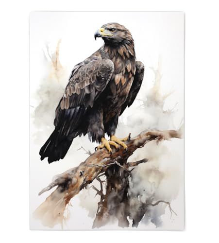 Black Solitary Eagle Wall Art Print - Eagle Wall Decor - Eagle Print Poster Unframed - Watercolor Eagle Print - Eagle Artwork Illustration (5x7) Watercolor Eagle, Eagle Poster, Eagle Portrait, Eagle Artwork, Eagle Wall Art, Wall Art Illustration, Portrait Wall Art, Eagle Print, Bird Art Print