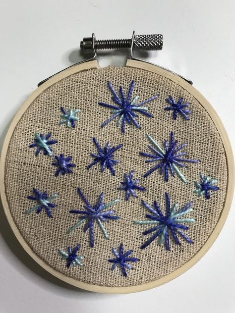 Embroidery: Star Stitch | Create Whimsy Embroider Stars, Star Stitch Embroidery, Constellation Quilt, Learning To Embroider, Embroidery Hoodie, Embroidery Letters, Embroidery Stitches Tutorial, Hand Embroidery Projects, Star Embroidery