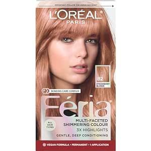 L'Oreal Paris Feria Multi-Faceted Shimmering Permanent Hair Color, High Intensity Hair Dye for 3X Highlights, 82 Strawberry Blonde, 1 Hair Dye Kit Vs Hair, Rose Gold Hair Dye, Blue Black Hair Color, Vegan Hair Dye, Rose Blonde, Edgy Hair Color, Paris Hair, Red Blonde, Hair Inspired