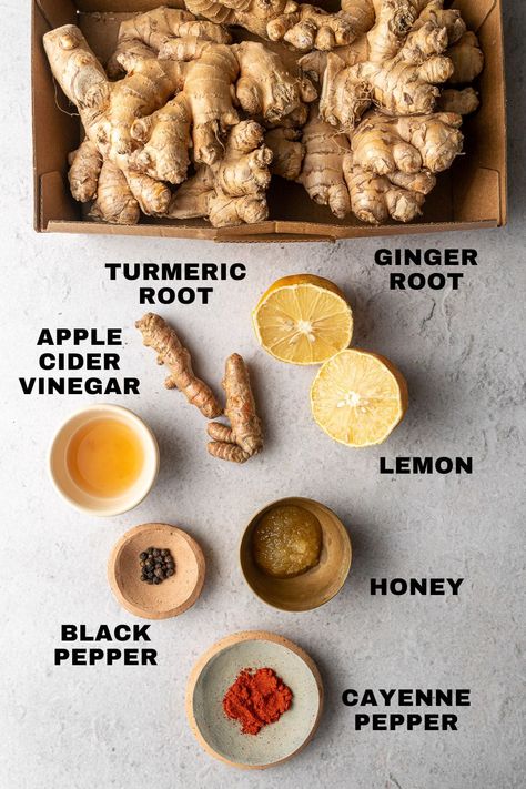 Health Shots, Ginger Shot Recipe, Apple Cider Vinegar Lemon, Ginger Shots, Turmeric Shots, Ginger Shot, Wellness Shots, Ginger Turmeric, Shot Recipes