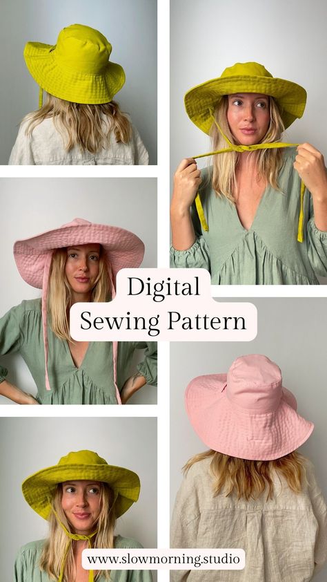 Eija reversible hat Digital PDF sewing pattern for sizes XS, S, M & L Sunhat Sewing Pattern, Summer Hat Patterns To Sew, Fabric Hats To Sew, Sew Sun Hat, Bucket Hat Patron, Sewing Project Gift Ideas, Diy Sun Hat, Free Bucket Hat Sewing Pattern, Sun Dress Sewing Pattern