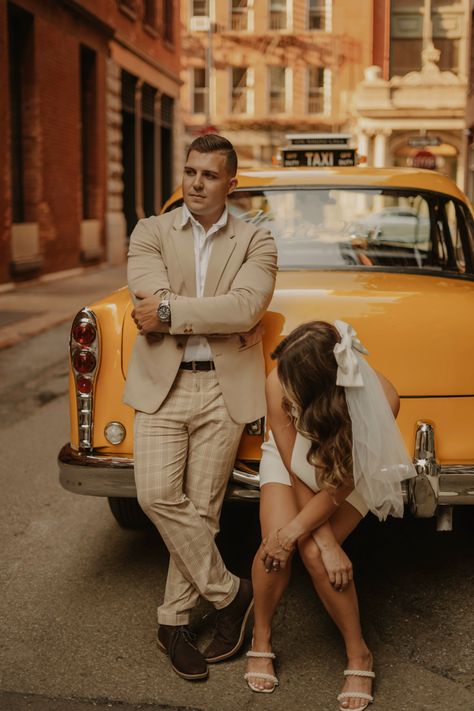 1960s vintage taxi cab NYC Nyc Taxi Photoshoot, Nyc Taxi, Modern Elopement, Taxi Cab, Car Service, S Car, New York Wedding, Wedding Signage, Engagement Shoot