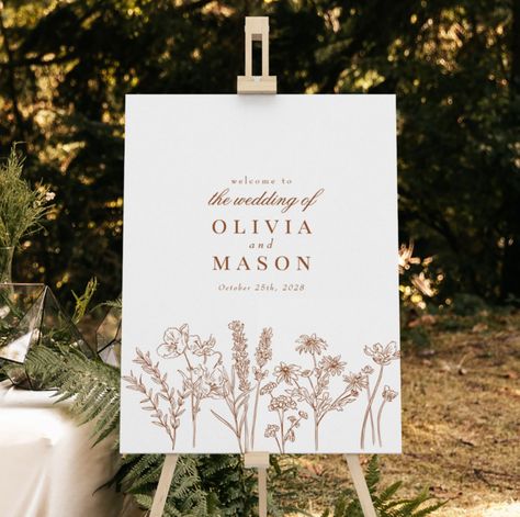 Fall Rehearsal Dinners, Fall Wedding Sign, Fall Engagement Parties, Olive Green Wedding, Burnt Orange Wedding, Olive Green Weddings, Boho Wildflower, Burnt Orange Weddings, Delicate Watercolor