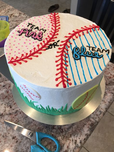 Baseball Vs Softball Gender Reveal, Softball Themed Gender Reveal, Baseball Gender Reveal Cake, Softball Gender Reveal, Baseball And Softball Gender Reveal, Softball Or Baseball Gender Reveal, Softball Gender Reveal Ideas, Baseball Gender Reveal Ideas, Gender Reveal Ideas Baseball