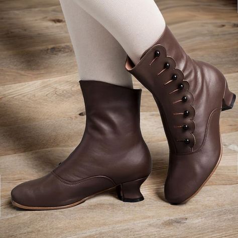 Women's Victorian Leather Buttoned Ankle Boots - Ideal for Vintage Themed Events and Uniqu Medieval Women Shoes, 1800s Shoes Women, French Shoes Women, Cheap Ankle Boots, Button Boots, Victorian Boots, Brogues Style, Outdoor Club, Party Outdoor