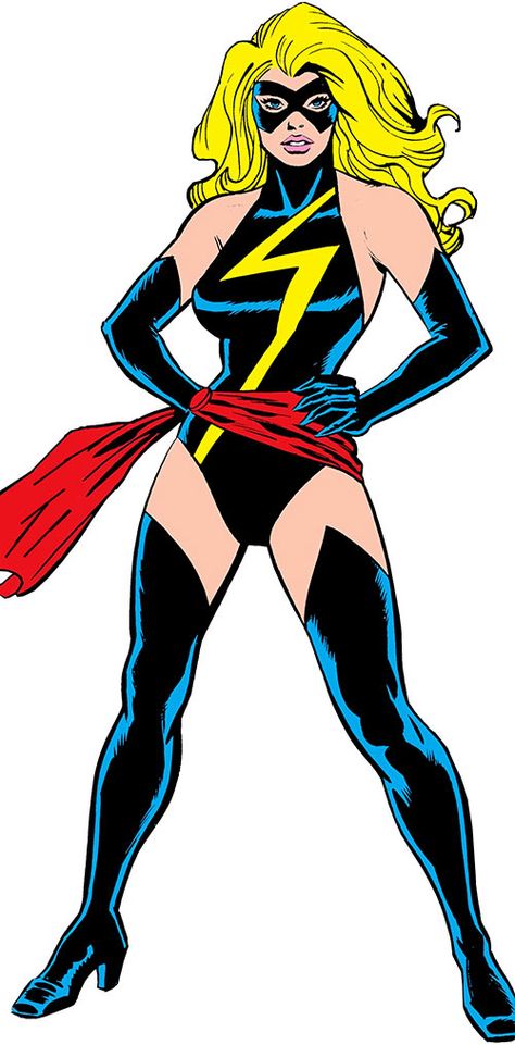 Ms. Marvel comics (Caroil Danvers) with the original black costume. From http://www.writeups.org/ms-marvel-1980s/ #marvelcomics #captainmarvel Ms Marvel Carol Danvers, Ms Marvel Comic, Ms Marvel Captain Marvel, Marvel Comics Characters, Marvel Outfits, Miss Marvel, Defenders Marvel, Captain Marvel Carol Danvers, Marvel Heroines