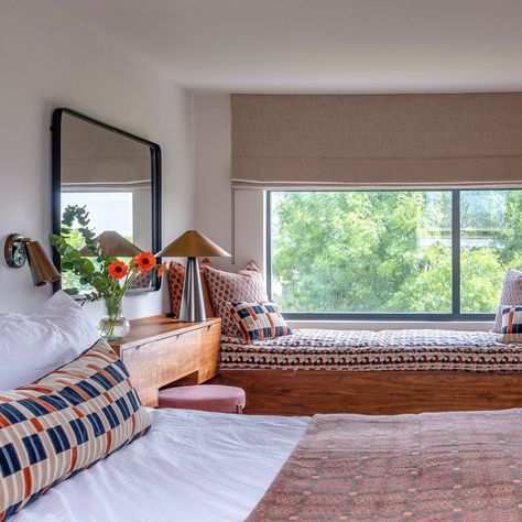 Cosy Mid-Century Loft Extension, South-East London - Bedroom - Other - by Mullan Lighting | Houzz Loft Extension, London Bedroom, Wall Light With Switch, Mid Century Bedroom, Walnut Furniture, Bedroom Photos, Practical Design, Interior Inspo, Design Design