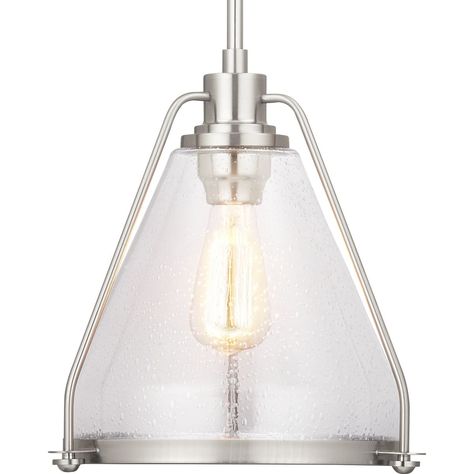 Range Collection One-Light Pendant | P500135-009 | Progress Lighting Urban Industrial Design, Industrial Design Style, Urban Industrial, Progress Lighting, Ring Simple, Seeded Glass, Light Bulb Types, Coastal Style, Ceiling Fixtures