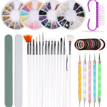 Nail Striping Tape, Nail Art Tool Kit, Diy Nail Art Tools, Nail Pen, Nail Rhinestones, Acrylic Nail Kit, 4 Plates, Nail Art Set, Professional Nail Art