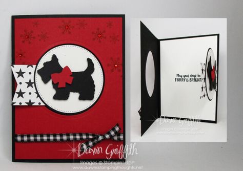 Flap Fold Card, Thursday Christmas, Christmas Scottie, Traditional Christmas Cards, Cards Homemade, Dog Christmas Card, Scotty Dog, Handmade Christmas Card, Bee Cards