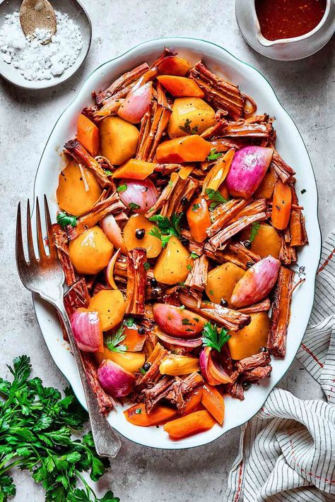 roasted venison with root vegetables. Venison Roast Recipes Oven, How To Make Venison Not Gamey, Inner Loin Venison Recipes, How To Get Rid Of Gamey Taste In Venison, Venison Steak Diane, Venison Roast, Oxtail Soup, Sirloin Tip Roast, Round Roast