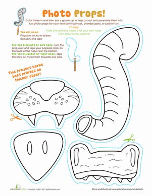 Kindergarten Paper Projects Worksheets: Photo Props: Animal Noses Worksheet Jungle Crafts, Zoo Birthday Party, Animal Noses, Zoo Theme, Zoo Birthday, Zoo Party, Animal Birthday Party, Jungle Party, Safari Party