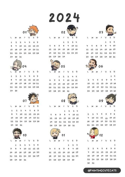 Haikyuu Calendar 2024, Anime Calendar 2024, Anime Calendar, Volleyball Wallpapers, Volleyball Wallpaper, Writing Paper Printable Stationery, Anime Paper, Haikyuu Volleyball, Haikyuu Wallpaper