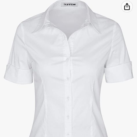 White Collared Shirt Png, Plain White Button Up Shirt, White Shirt Button Up, Old Money Blouse, Button Up Shirt Png, Collard Shirt Outfit Women, Giada Fashion, Mitsuba Cosplay, White School Shirt