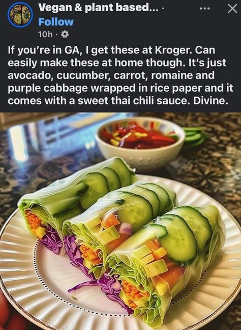 Mediterranean Easy Recipes 2024 | Rice Paper Wrapped Veggies | Facebook Sweet Thai Chili Sauce, Sweet Thai Chili, Rice Paper Recipes, Rice Paper Wraps, Veggie Rolls, Cabbage Wraps, Thai Chili Sauce, Avocado Cucumber, Thai Chili