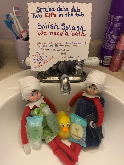 Elf on the shelf ideas! Sonic Elf On The Shelf, Elf Bubble Bath, Elf Bathtub, Elf On The Shelf Bathtub, Elf On The Shelf Bath, Elf Bath, Elf 2023, Body Scrub Gift, Awesome Elf On The Shelf Ideas