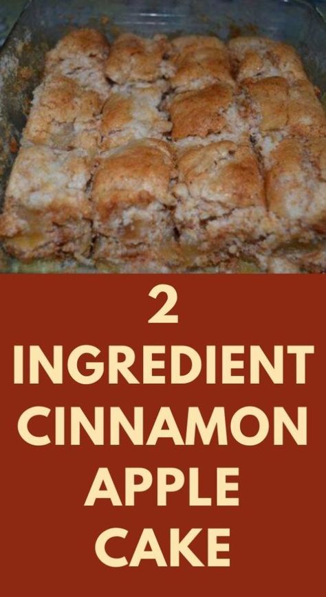 2 Ingredient Cinnamon Apple Cake - TASTYDONE Weight Watchers Cake, Cinnamon Apple Cake, 2 Ingredient Cakes, Weight Watcher Desserts, 2 Ingredient Recipes, Angel Food Cake Mix Recipes, Apple Dump Cakes, Weight Watchers Recipes Desserts, Two Ingredient