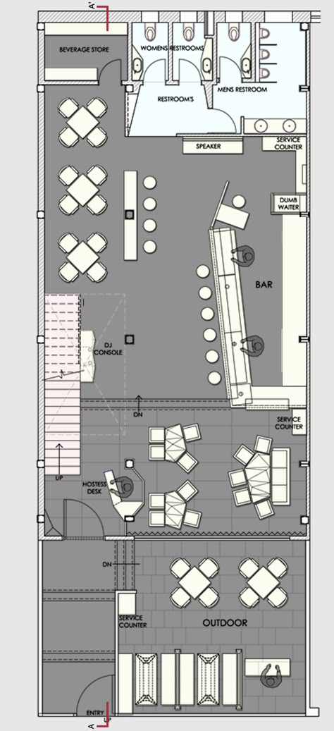 Image 14 of 15 from gallery of Auriga Restaurant / Sanjay Puri. Ground Floor Plan Small Restaurant Floor Plan, Sanjay Puri, Cafe Floor Plan, Cafe Floor, Restaurant Floor Plan, Cafe Plan, Restaurant Layout, Bar Flooring, Restaurant Plan