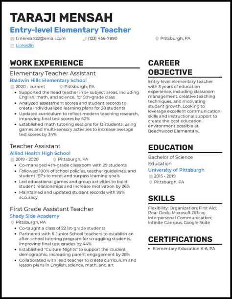 resume template for teachers 2023 Writing, Elementary Teacher Resume, Teacher Resume Examples, Teaching Resume, Free Resume Template Download, Staff Motivation, Teacher Resume Template, Writing Guide, Primary School Teacher